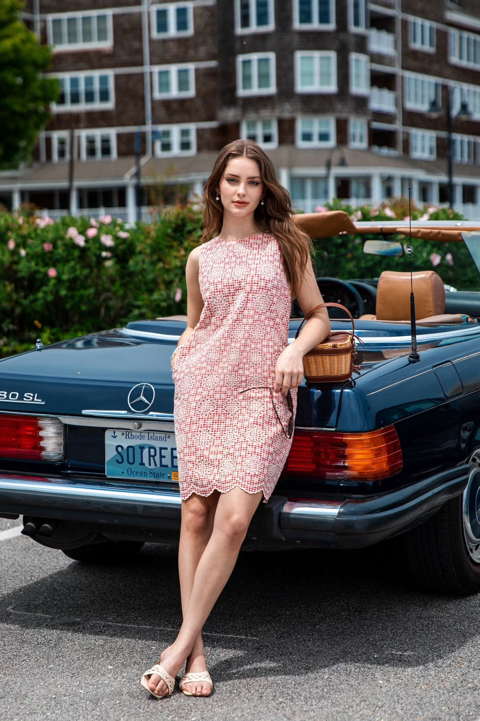Jackie Gingham Eyelet Shift Dress