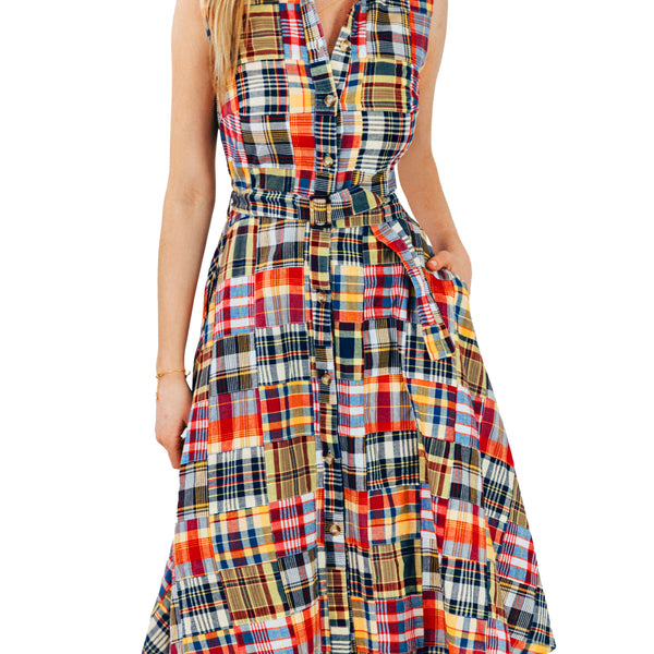 white christmas dresses KJP Women's Jacqueline Patchwork Madras Shirtdress – Kiel James Patrick