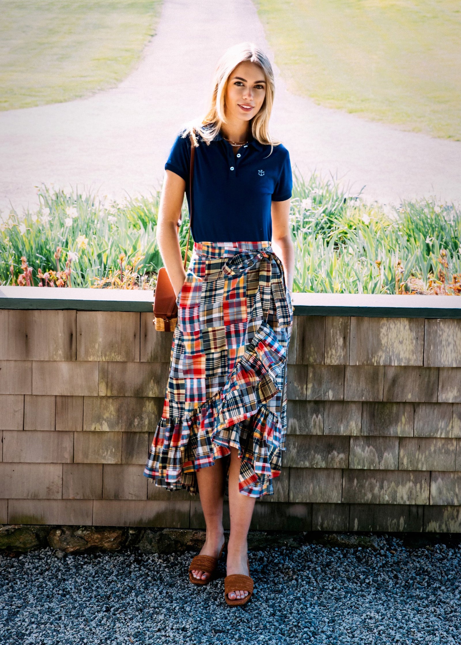 KJP Women's Jacqueline Patchwork Madras Ruffle Wrap Skirt – Kiel