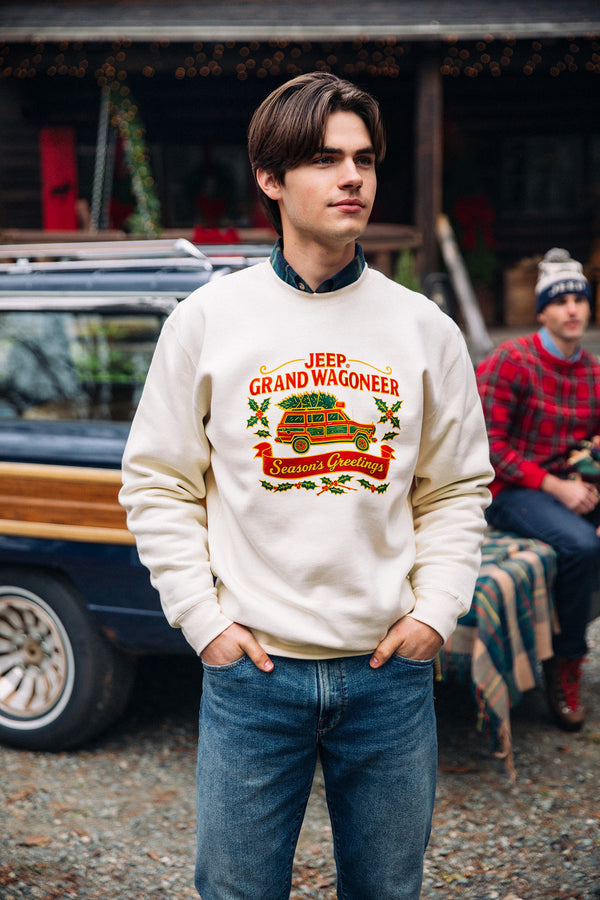 Jeep® x KJP Grand Wagoneer Season's Greetings Sweatshirt in Cream