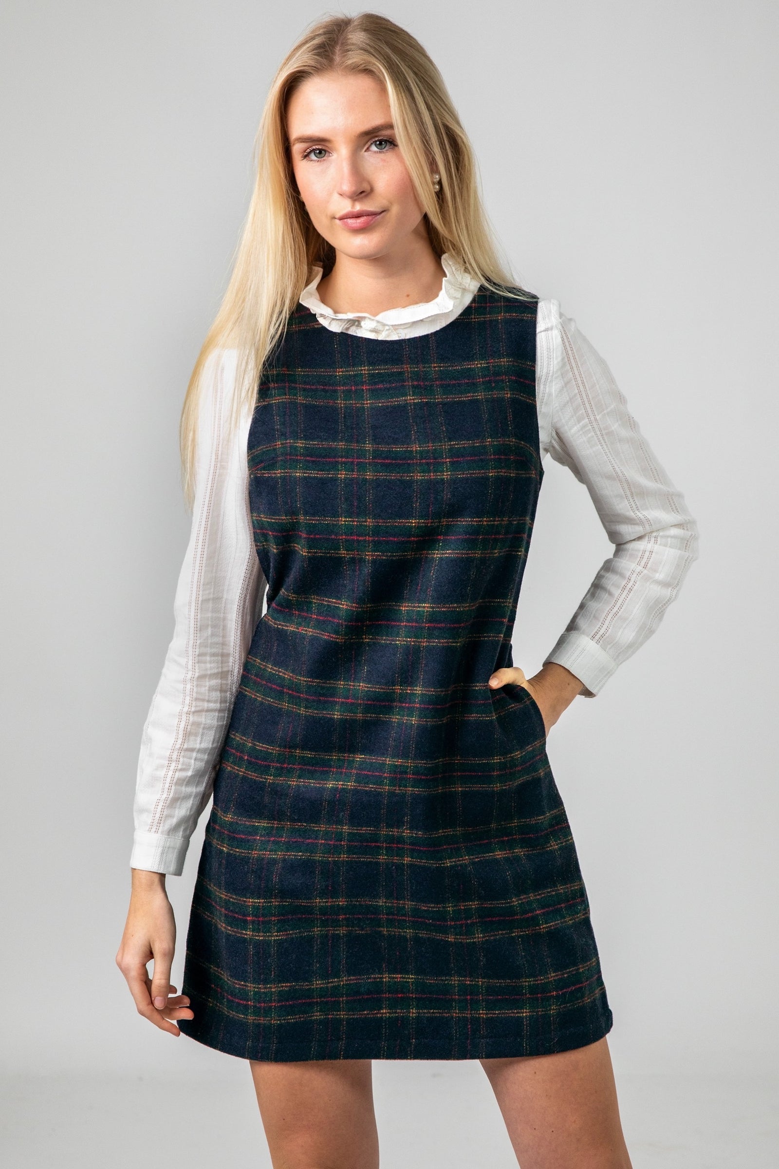 blue tartan dress Laurel Hill Shift 16 Size:2 USA abito da sposa in crêpe con maniche lunghe Blue Girls' Dresses & Theres a a zip