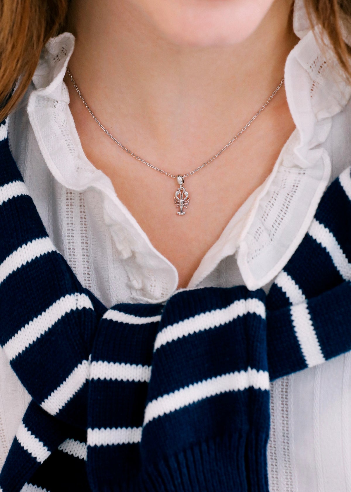 Lobster Charm Necklace in Silver