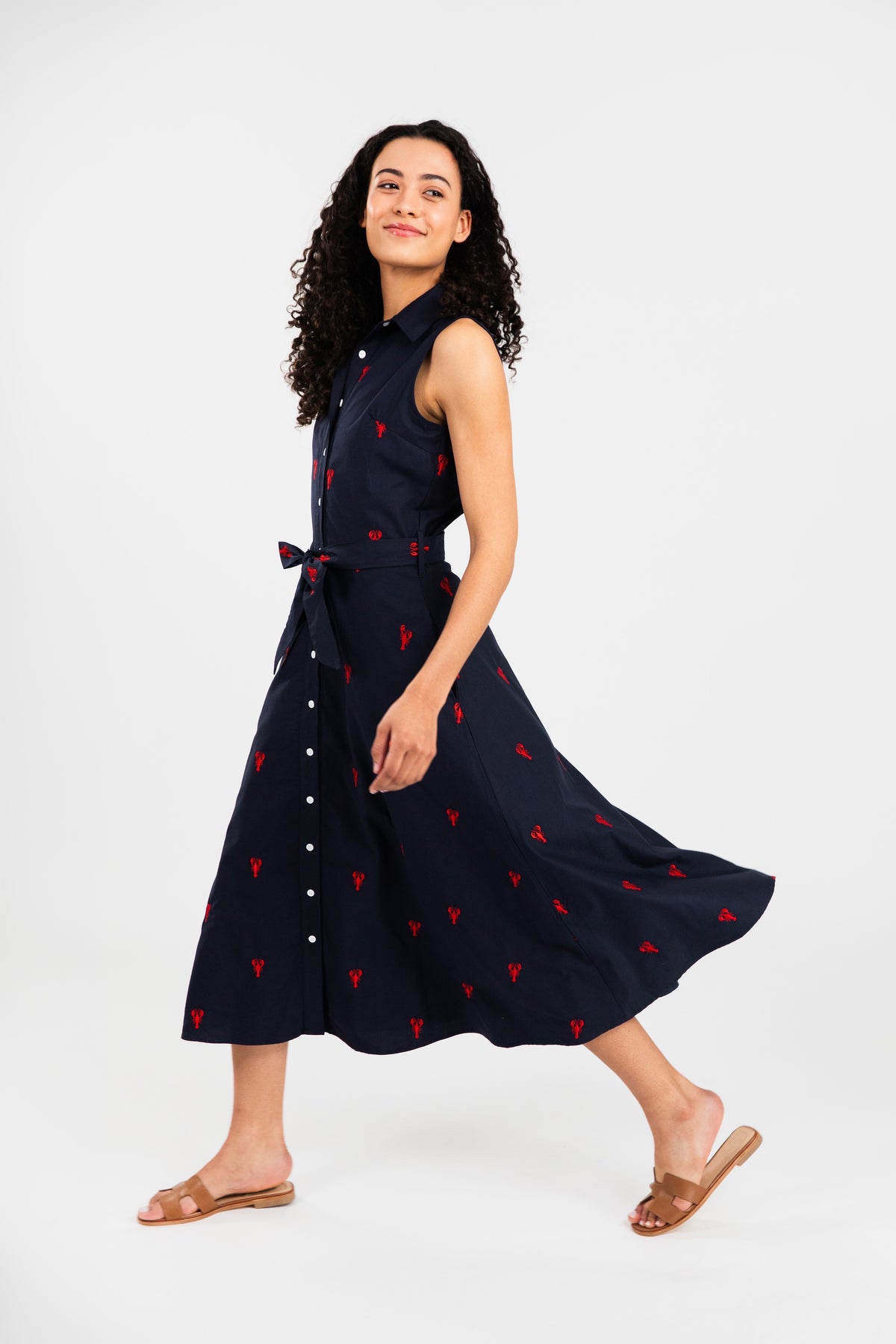 Lobster Cove Embroidered Maxi Shirtdress