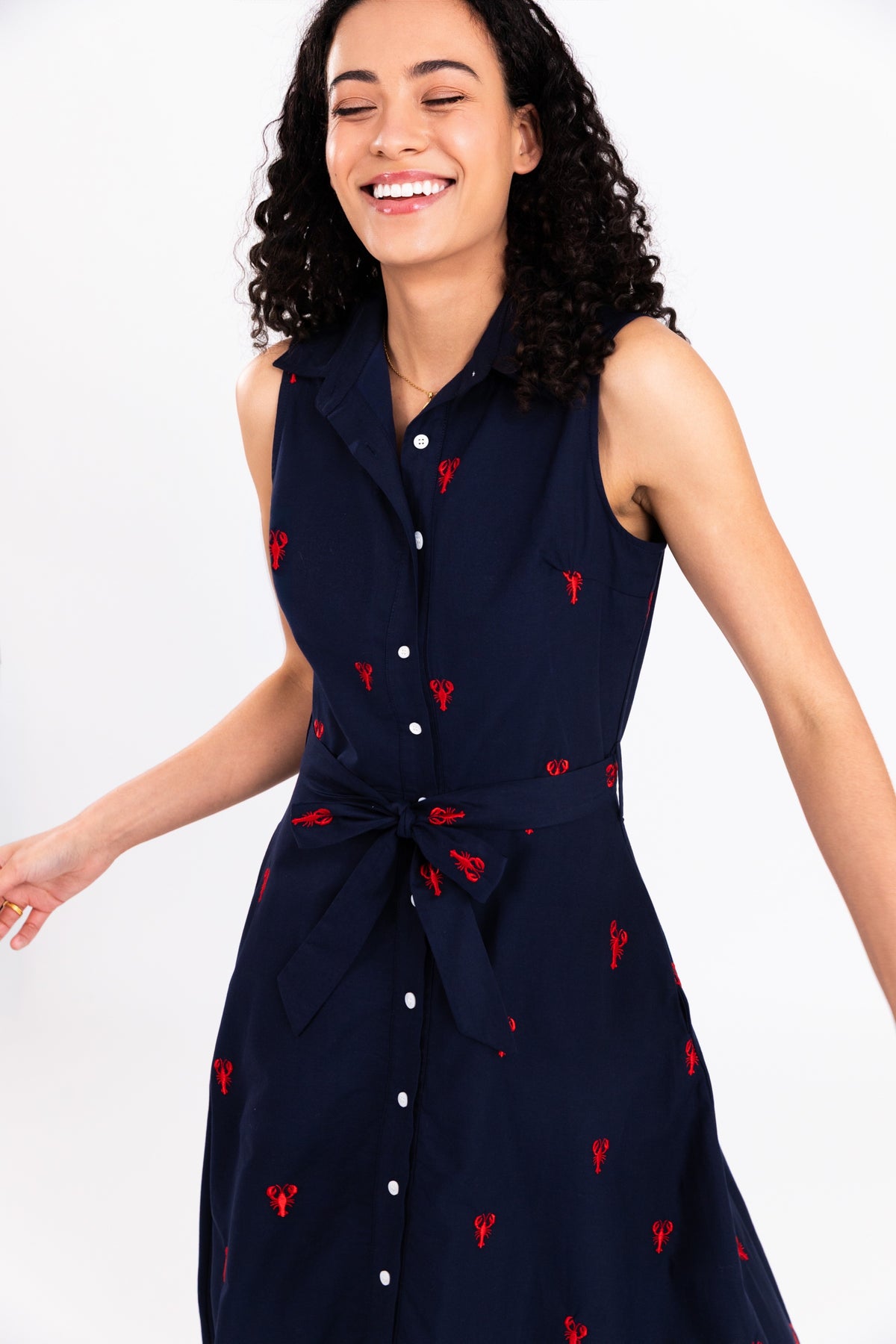 Lobster Cove Embroidered Maxi Shirtdress