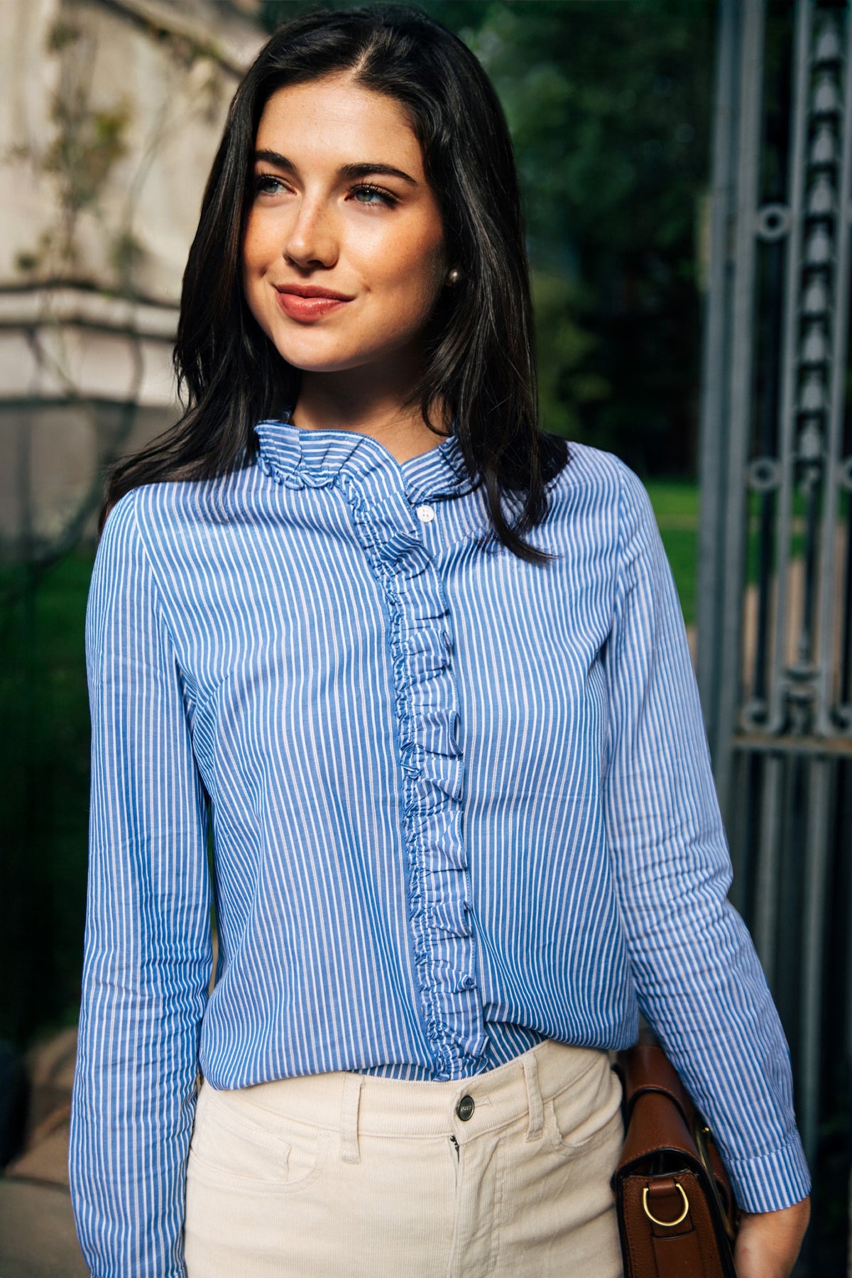 Mariner Stripe Ruffle Shirt