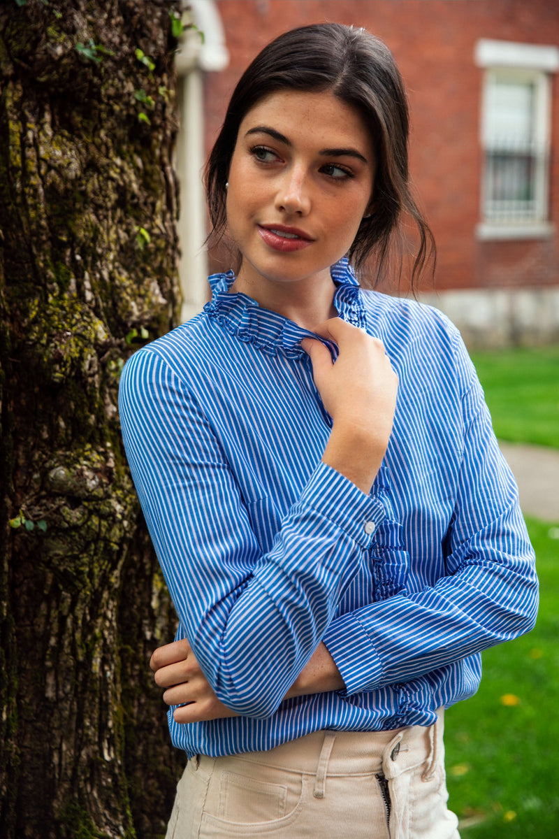 The Mariner Stripe Ruffle Shirt