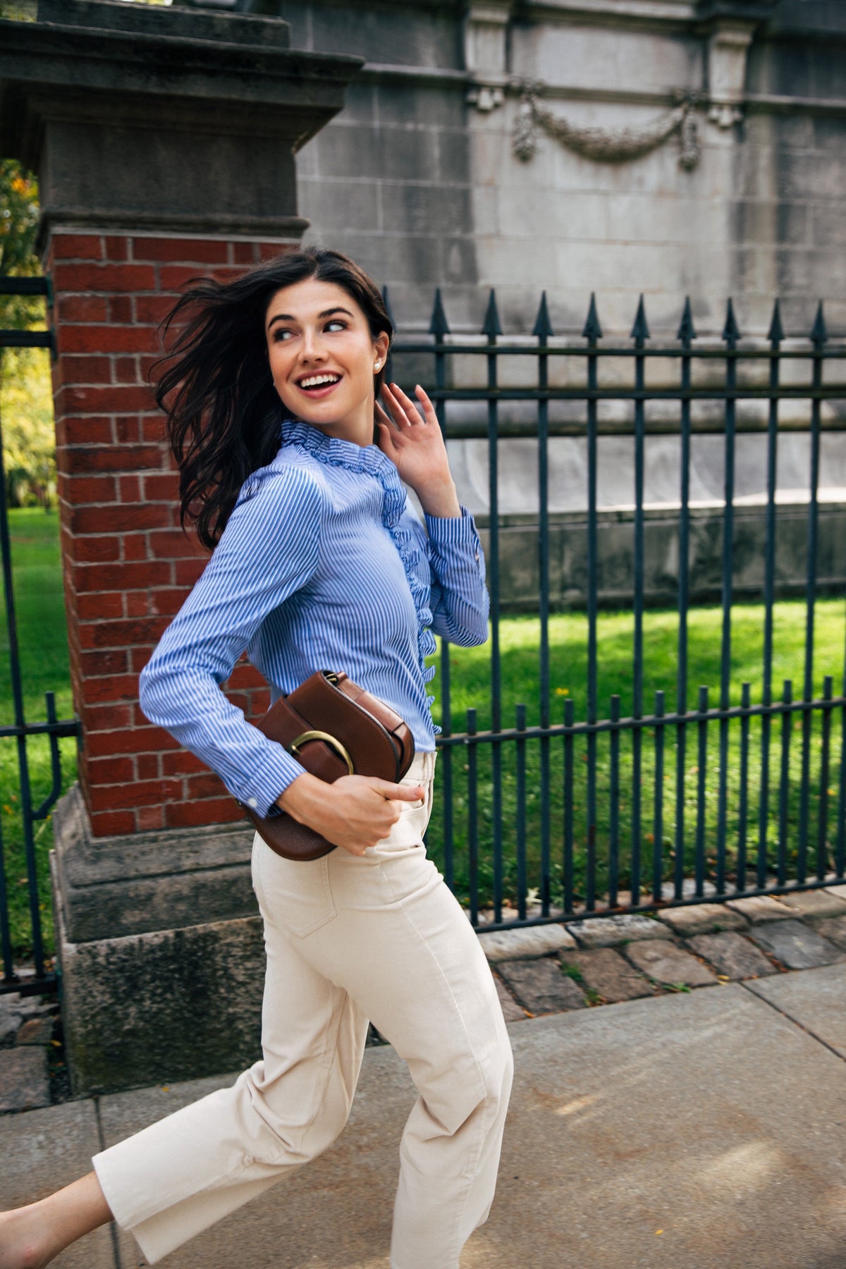 Mariner Stripe Ruffle Shirt