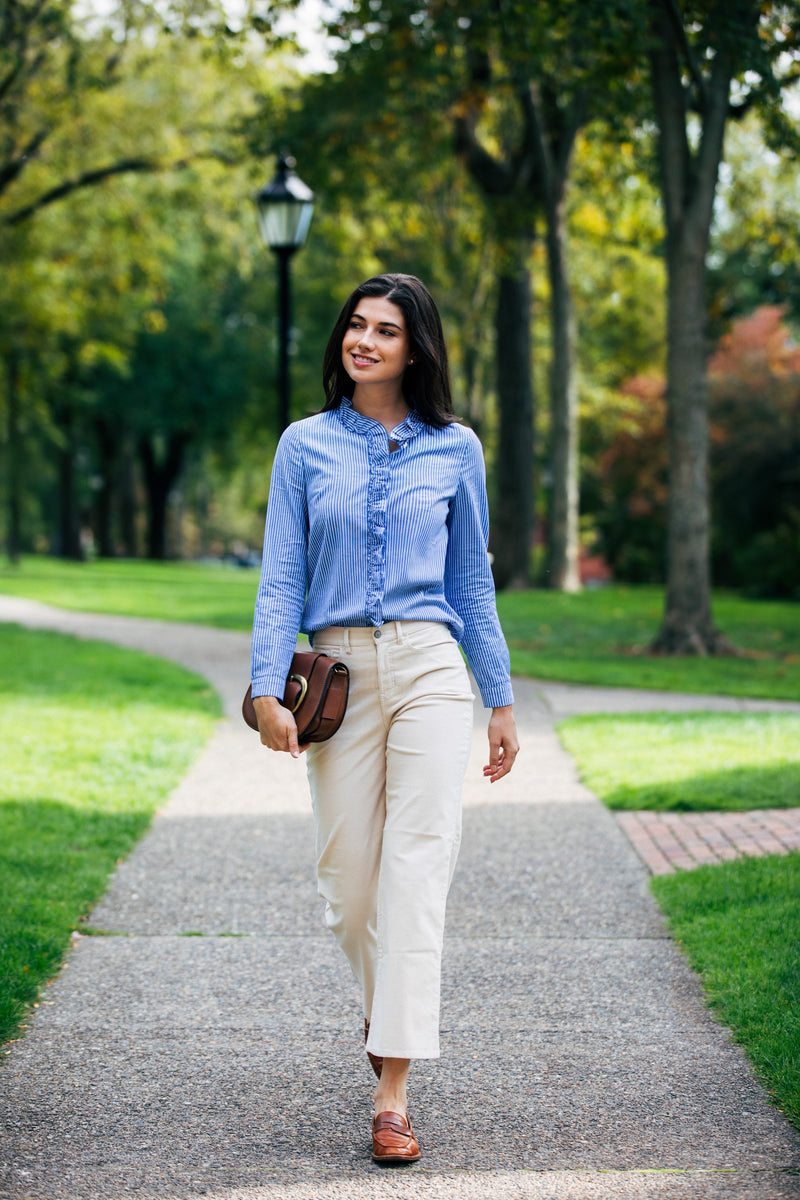 The Mariner Stripe Ruffle Shirt