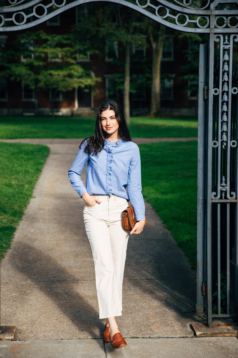 The Mariner Stripe Ruffle Shirt