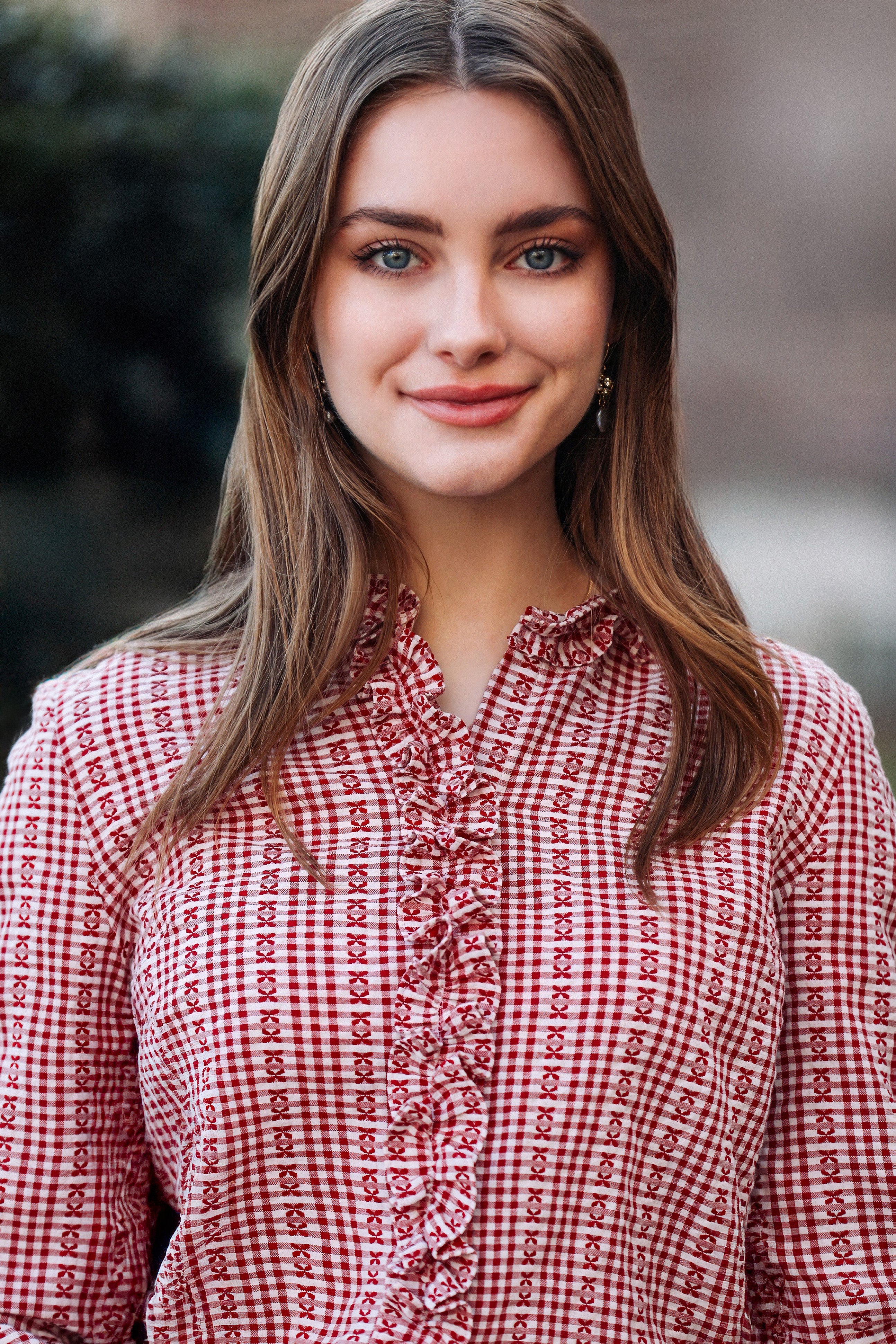 Mayfair Check Ruffle Shirt in Red