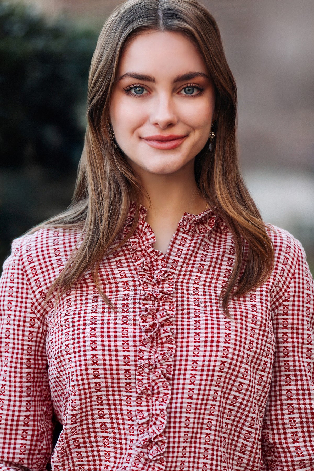 Mayfair Check Ruffle Shirt in Red