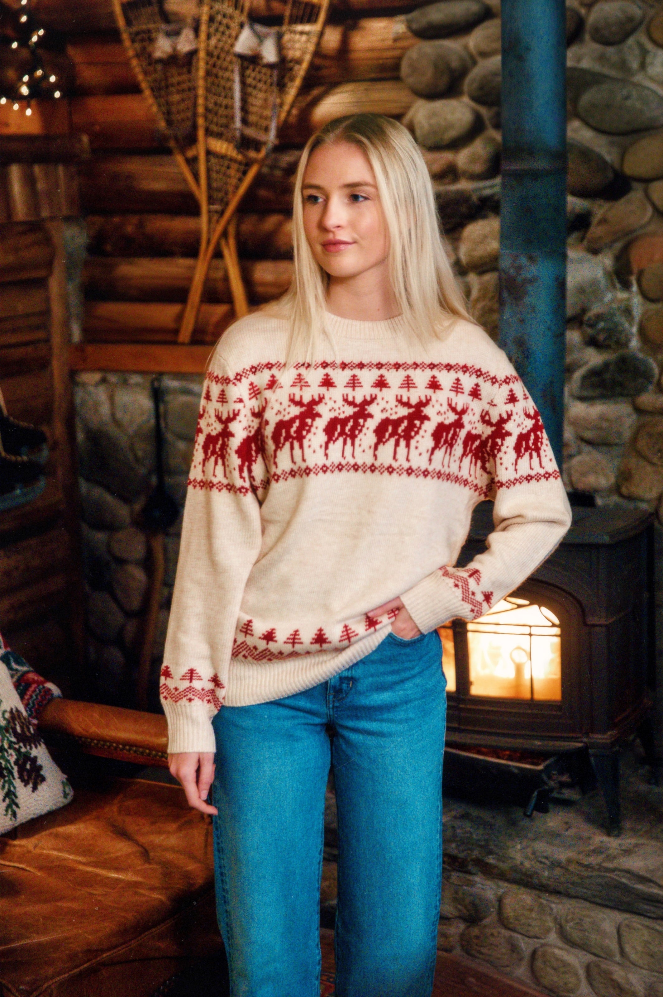 カズちん FILA ジップアップジャケット レッド/アイボリー KJP McCallister Fair Isle Crewneck Holiday Sweater