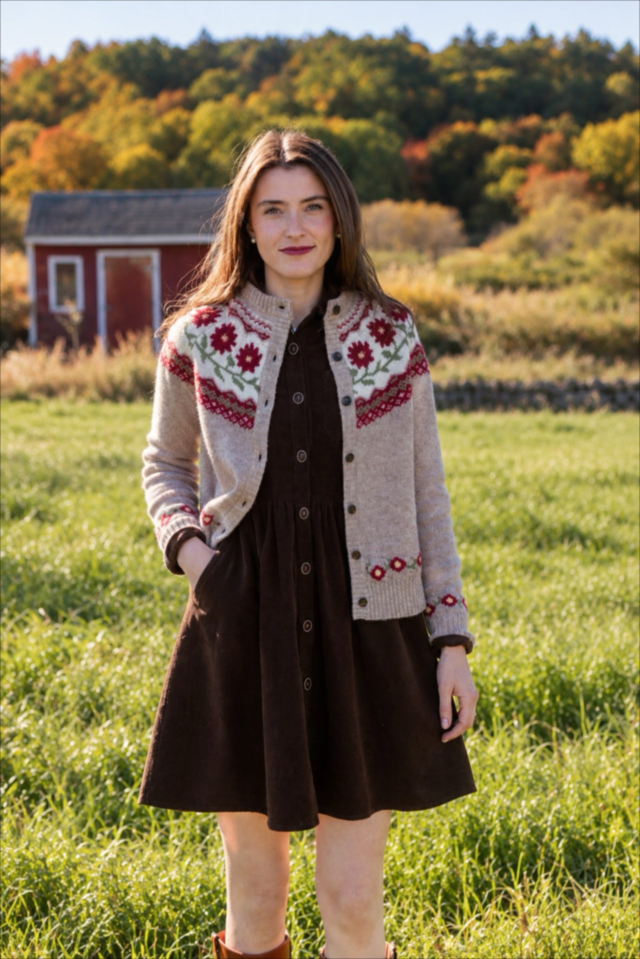 KJP Women's Meadow Blossom Fair Isle Cardigan Sweater