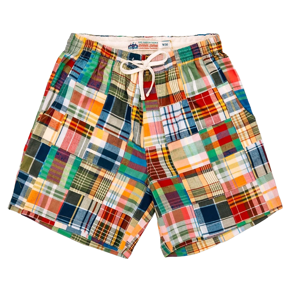 Montauk Patchwork Madras Drawstring Shorts