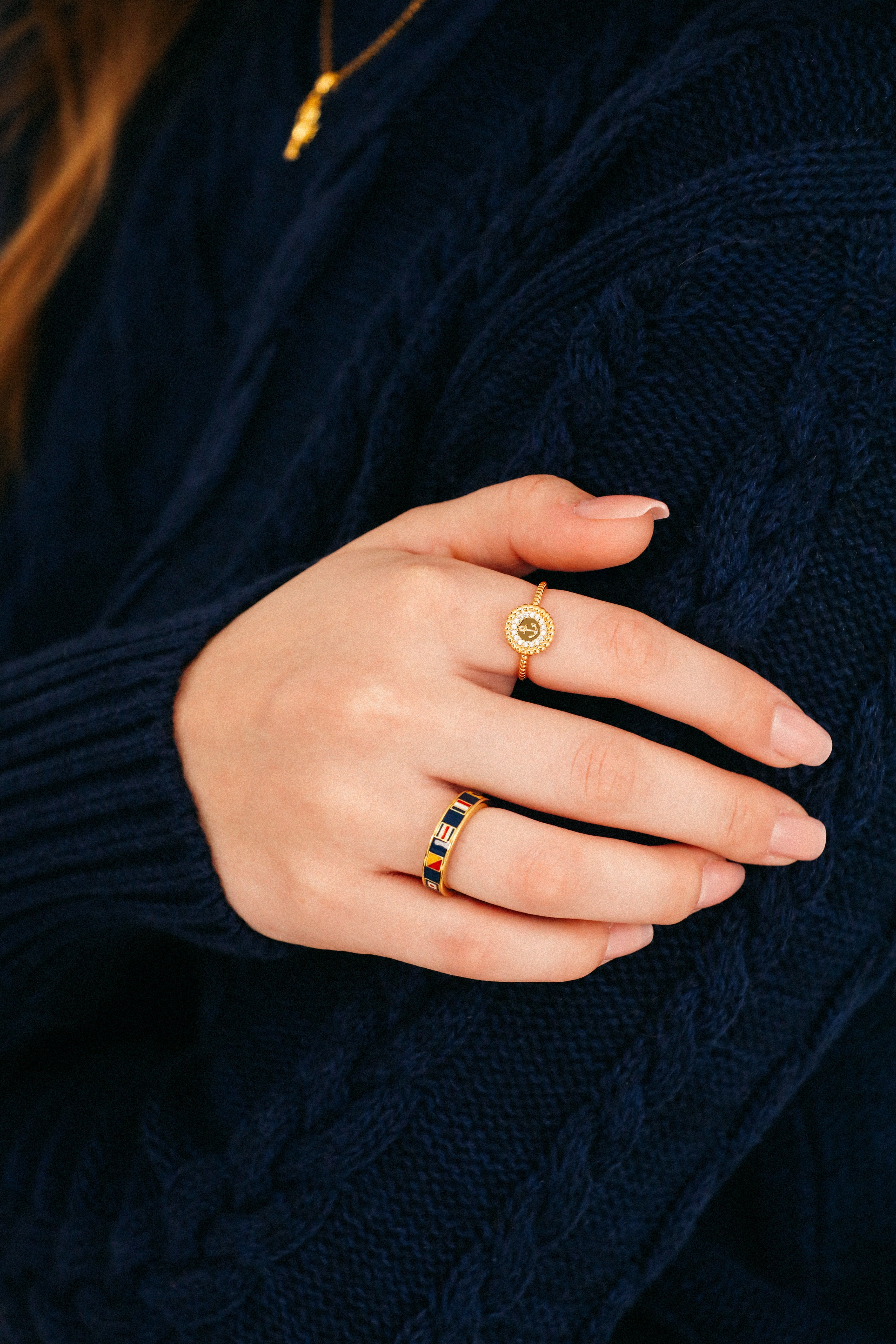 Ocean Anchor Ring in Gold