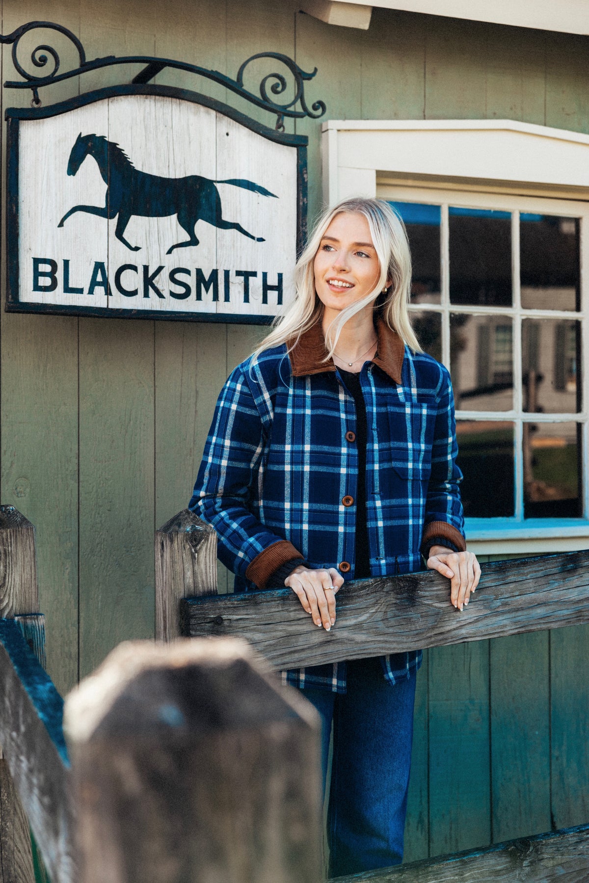 New England Barn Coat in Blue Plaid
