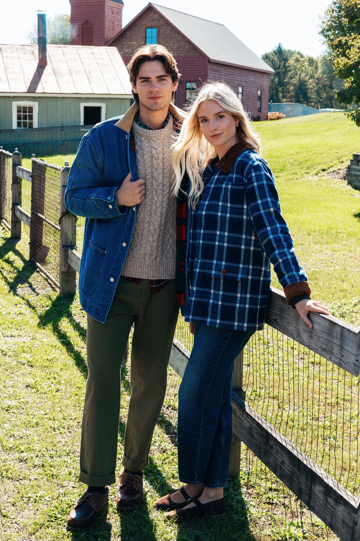New England Barn Coat in Blue Plaid
