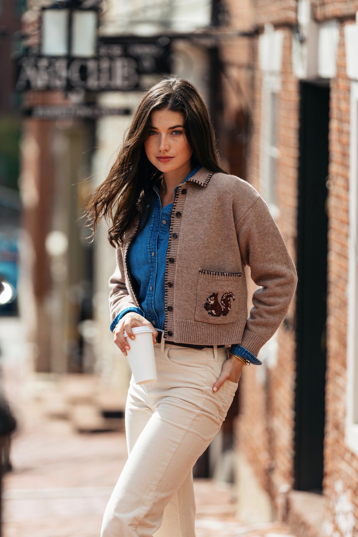 New England Heirloom Cardigan in Harvest Squirrel