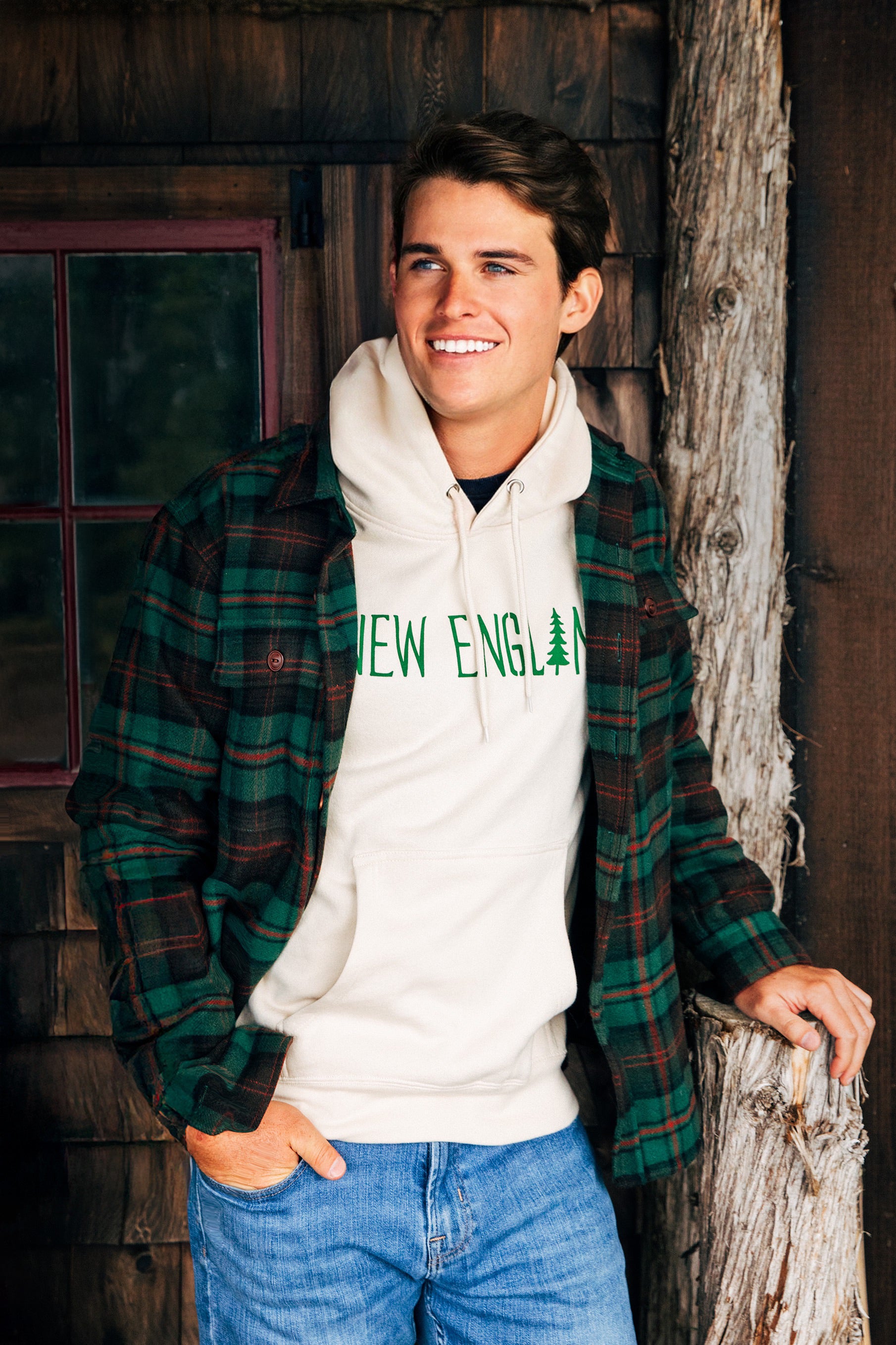 New England Pine Hoodie in Cream