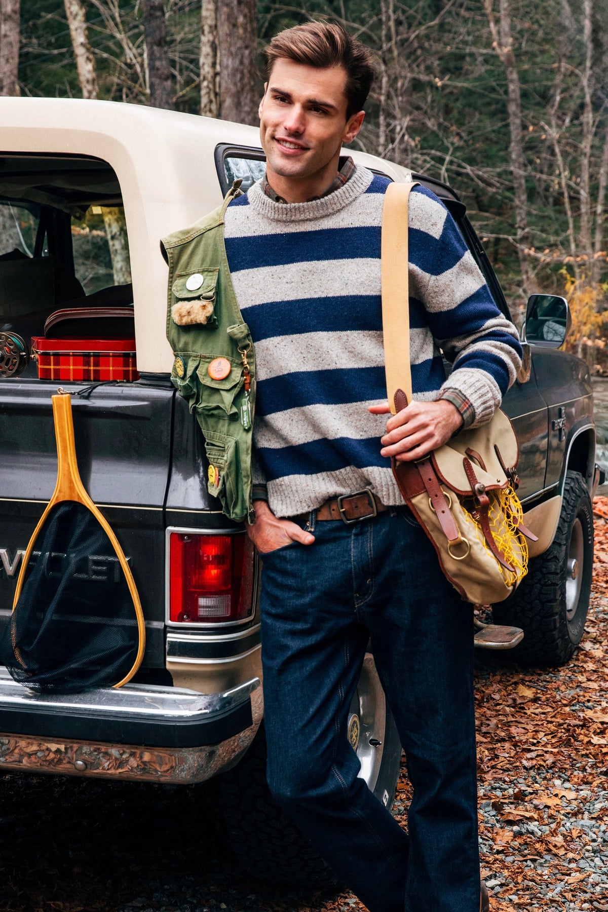 New England Striped Sweater in Ocean