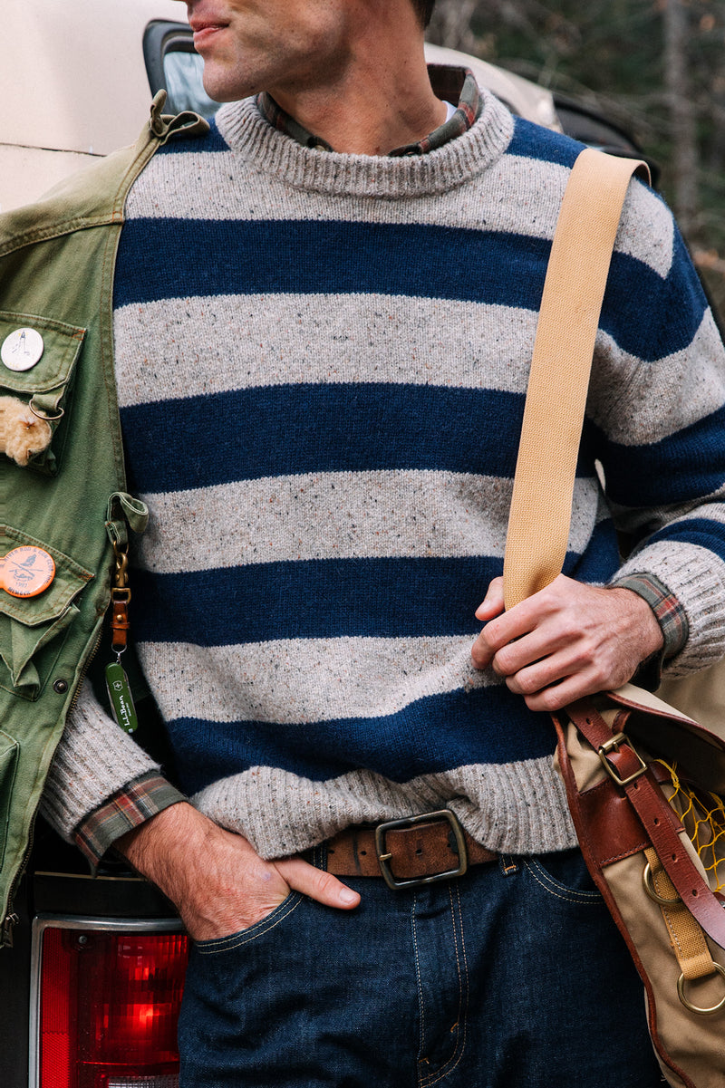 New England Striped Sweater in Ocean