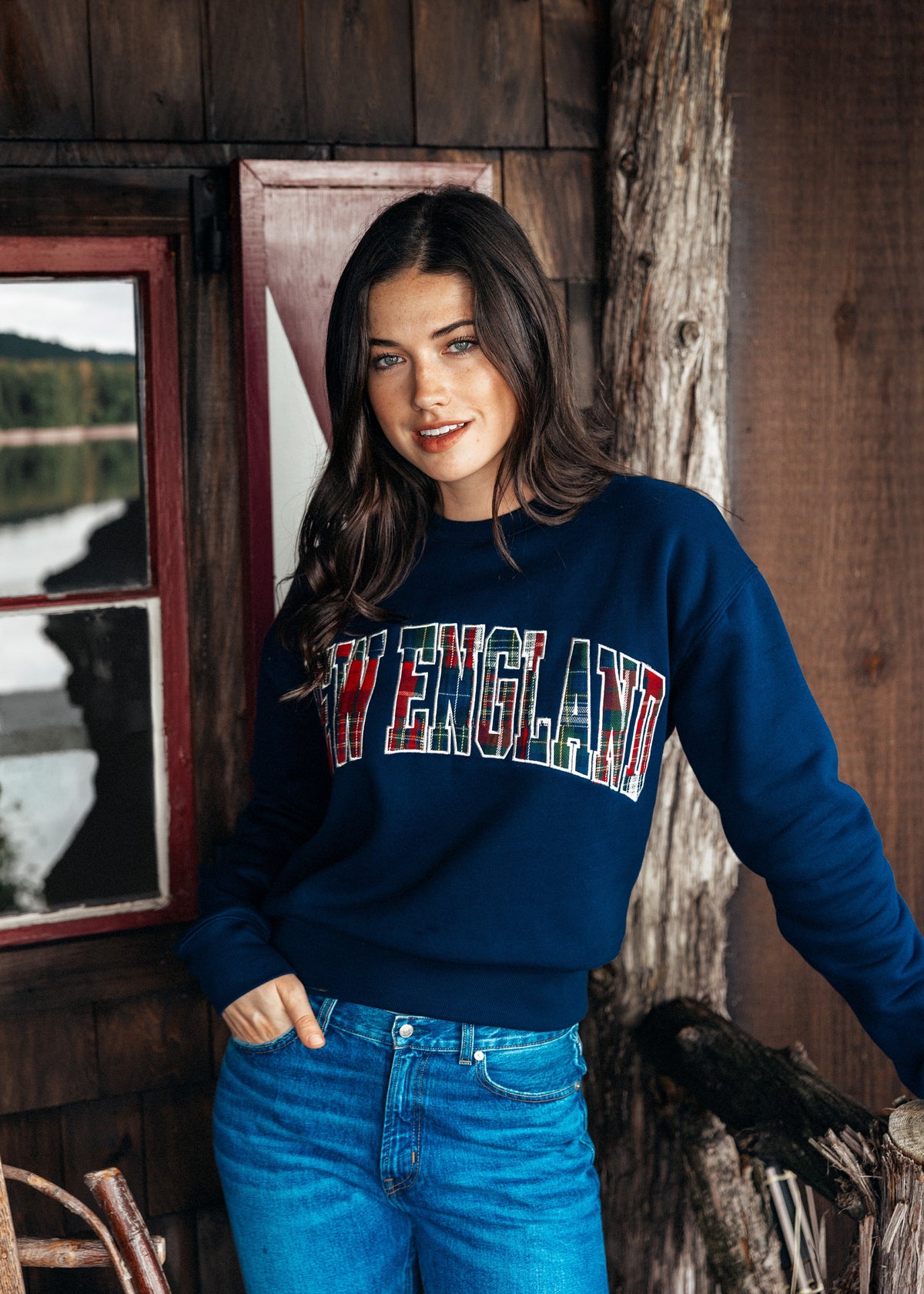 New England Varsity Cropped Sweatshirt In Navy