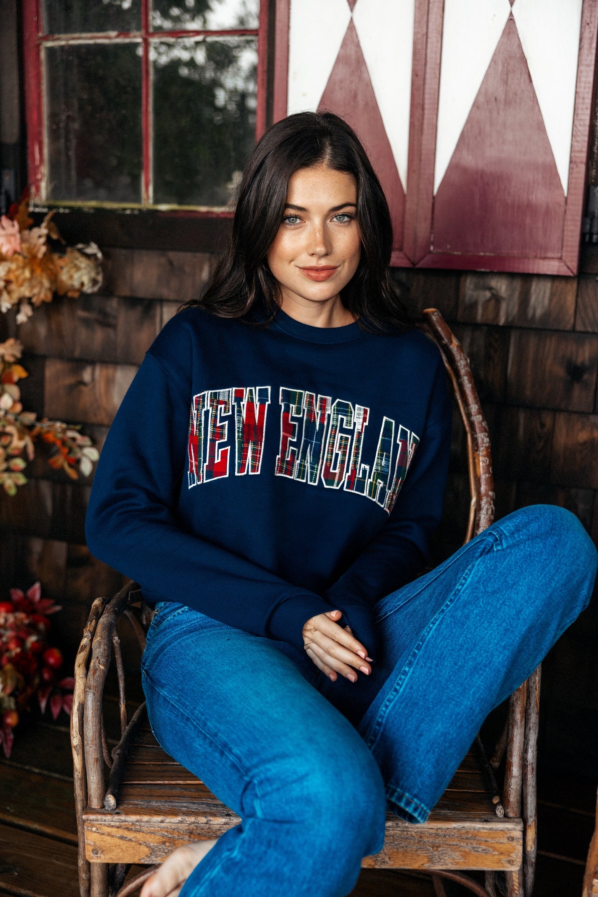 New England Varsity Cropped Sweatshirt In Navy