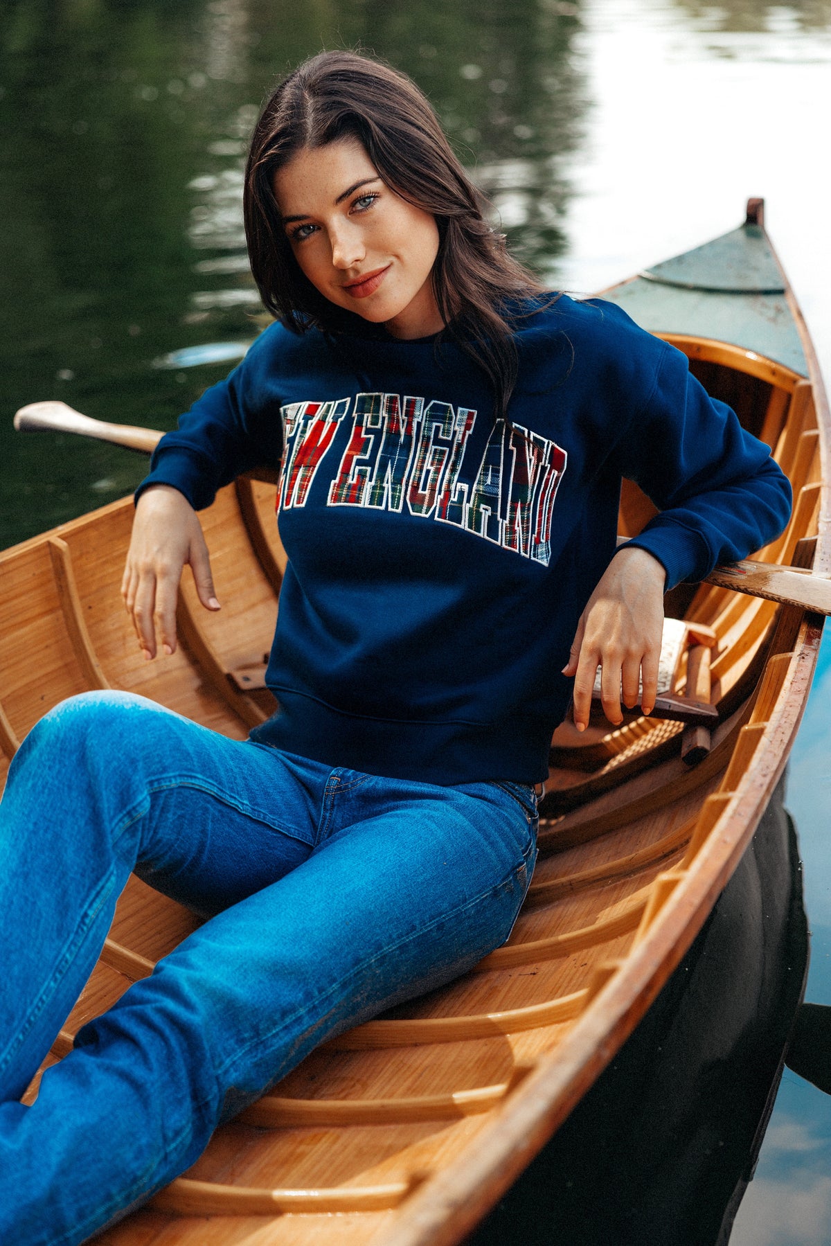New England Varsity Cropped Sweatshirt In Navy