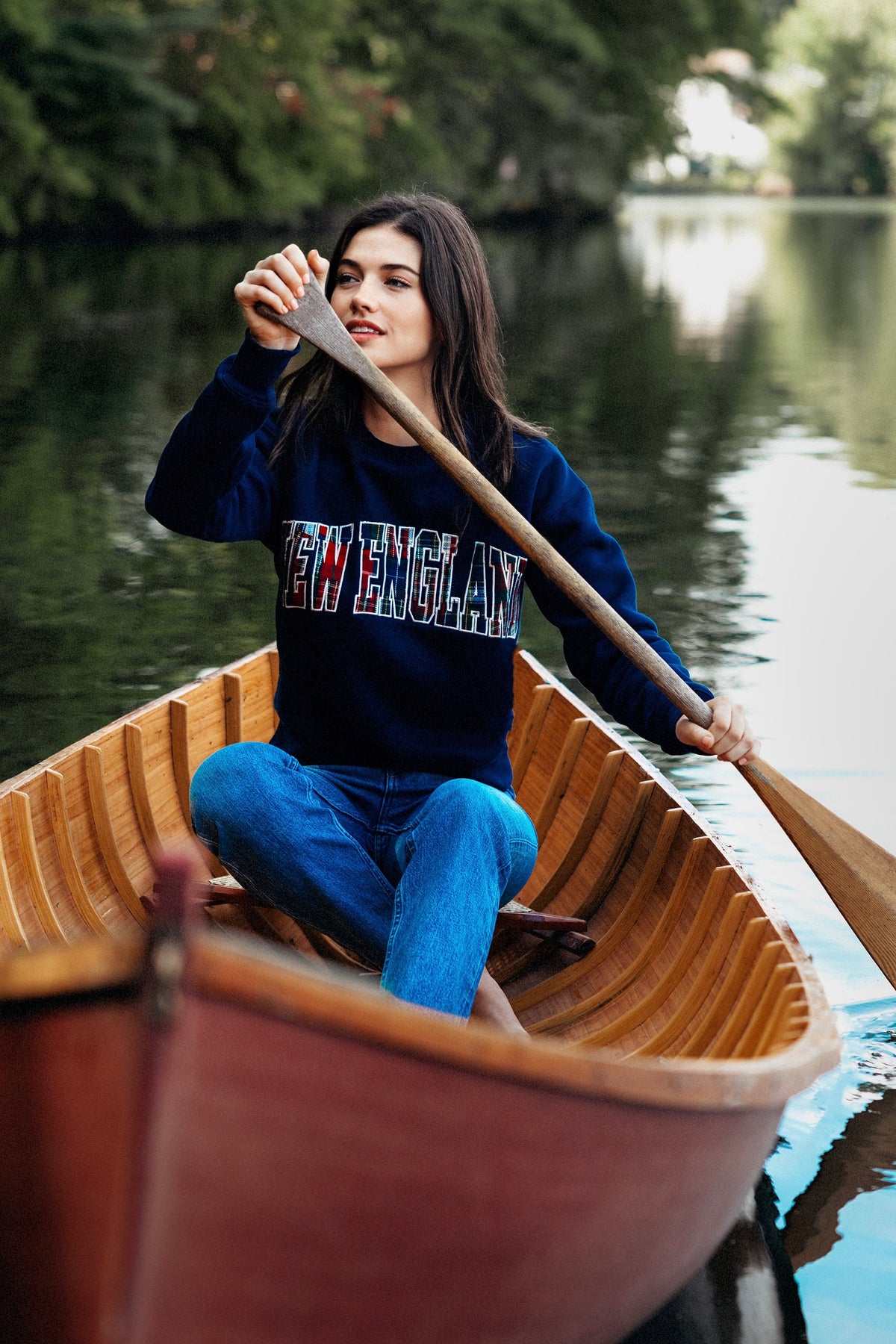 New England Varsity Cropped Sweatshirt In Navy