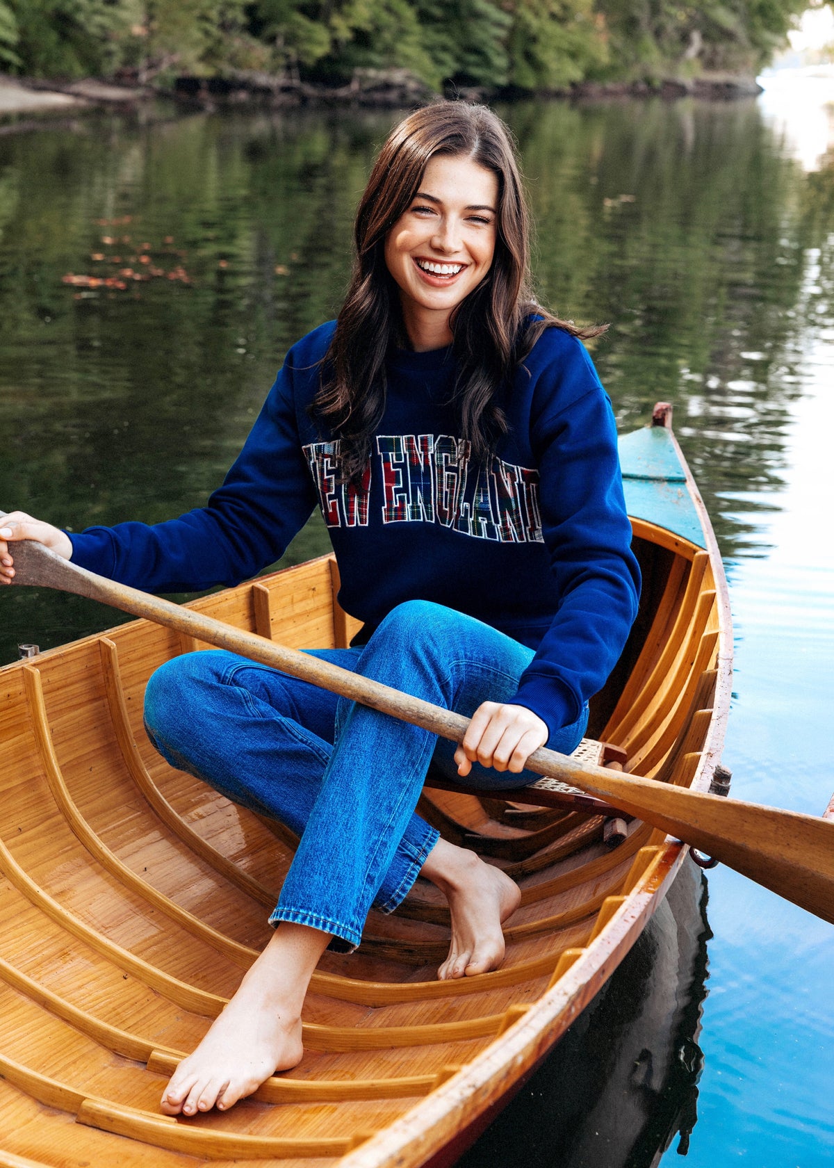 New England Varsity Cropped Sweatshirt In Navy