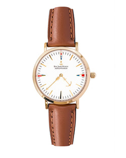 KJP Newport Adventurer White Dial 32mm Watch with Leather Strap