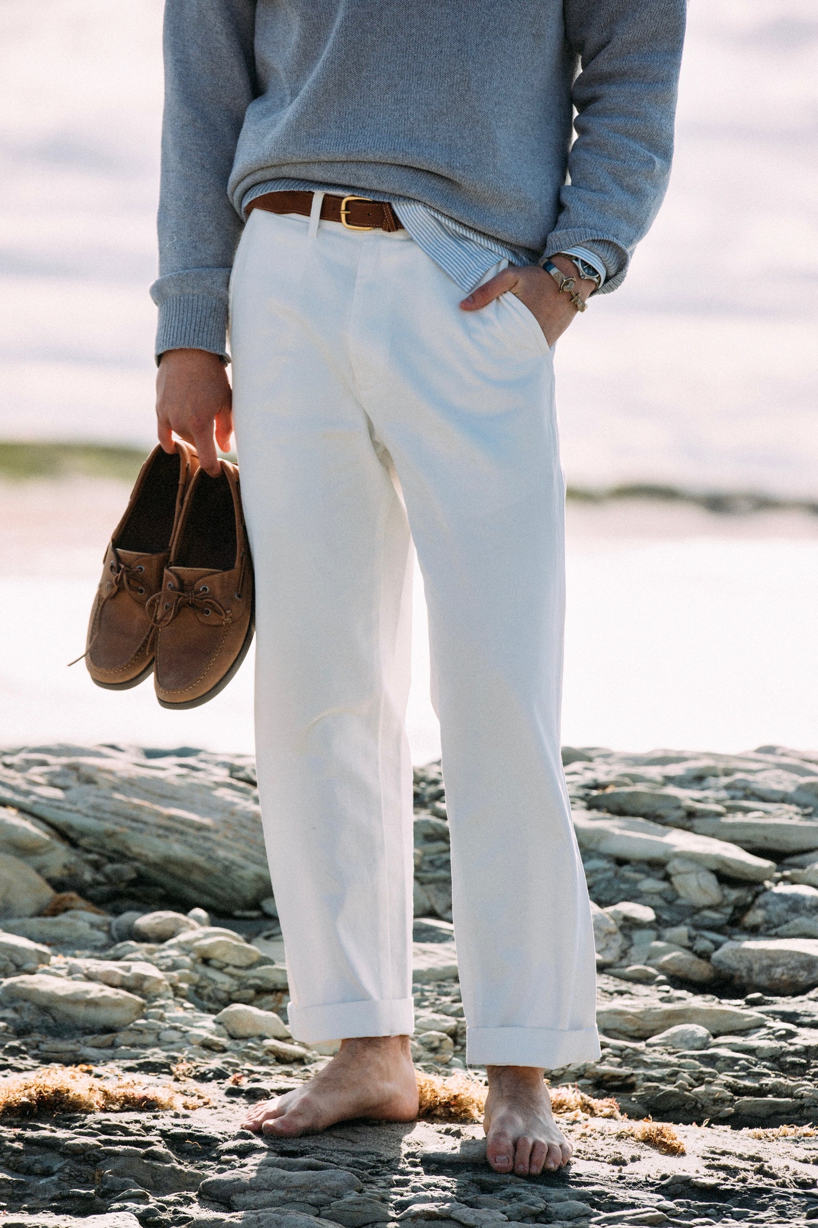 KJP Men's Newport Cotton Twill Straight Leg Chinos in White – Kiel