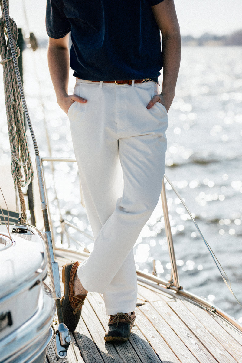 KJP Men's Newport Cotton Twill Straight Leg Chinos in White – Kiel