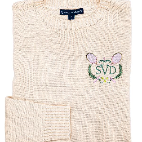 KJP Women's Newport Tennis Club Embroidered Monogram Sweater