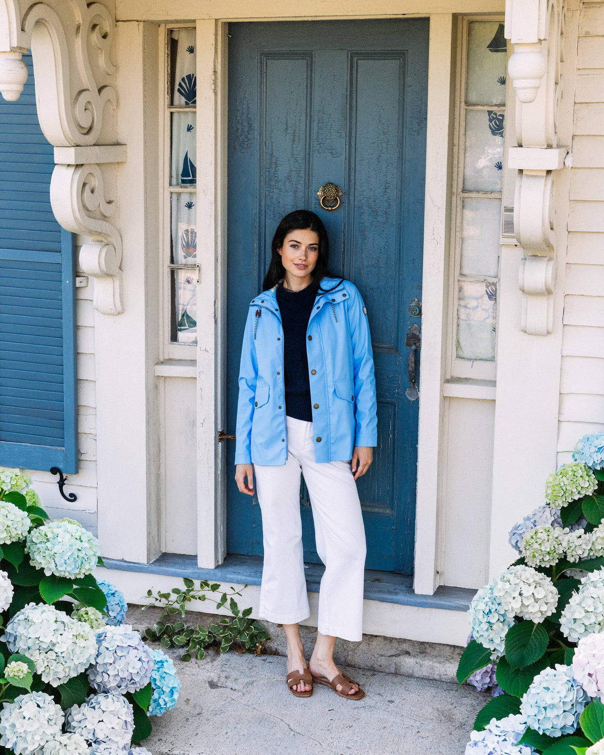 Old Salt Raincoat Hydrangea Edition in Periwinkle- Women's