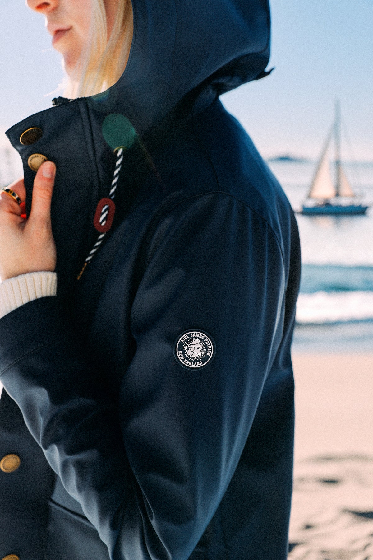 Old Salt Raincoat Lobster Edition in Navy - Women's