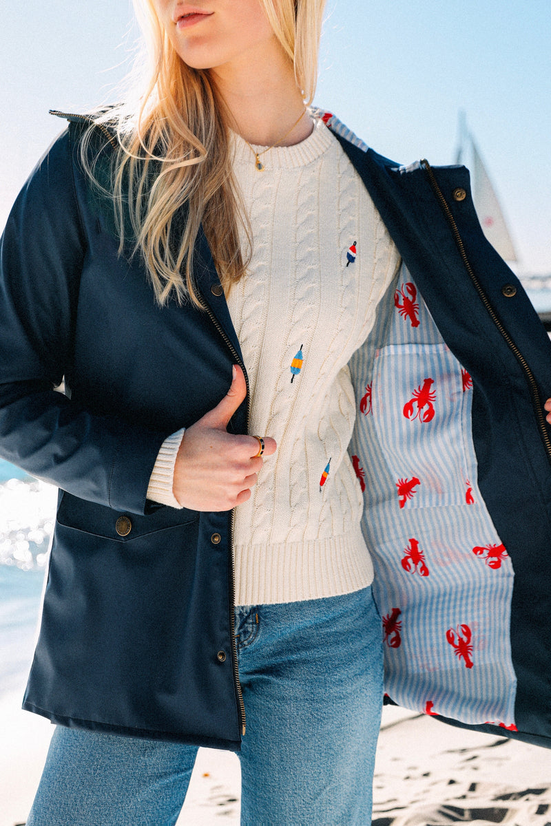 KJP Women's Old Salt Fisherman Raincoat - Lobster Edition in Navy
