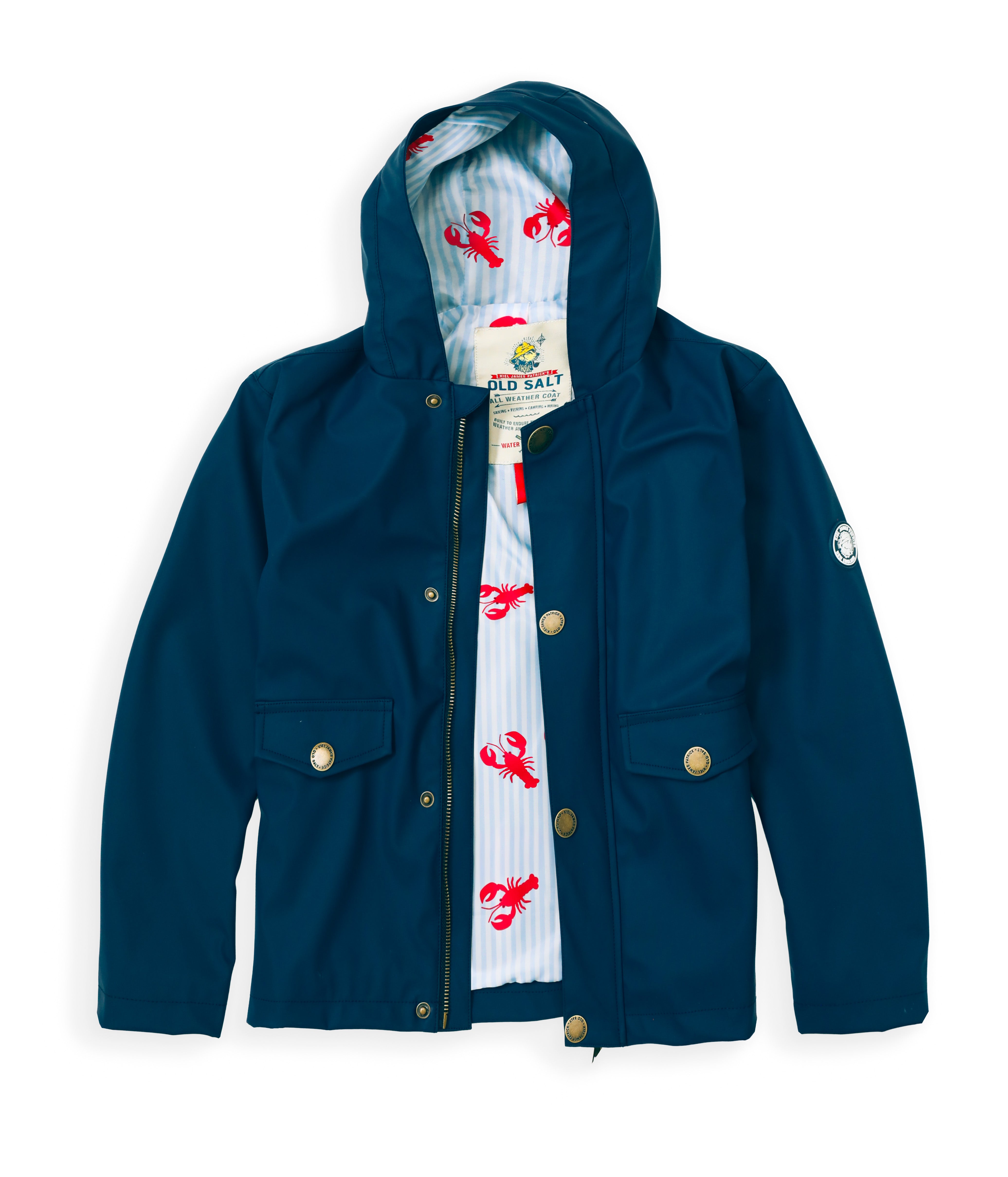 Old Salt Raincoat in Navy Kids- Lobster Edition