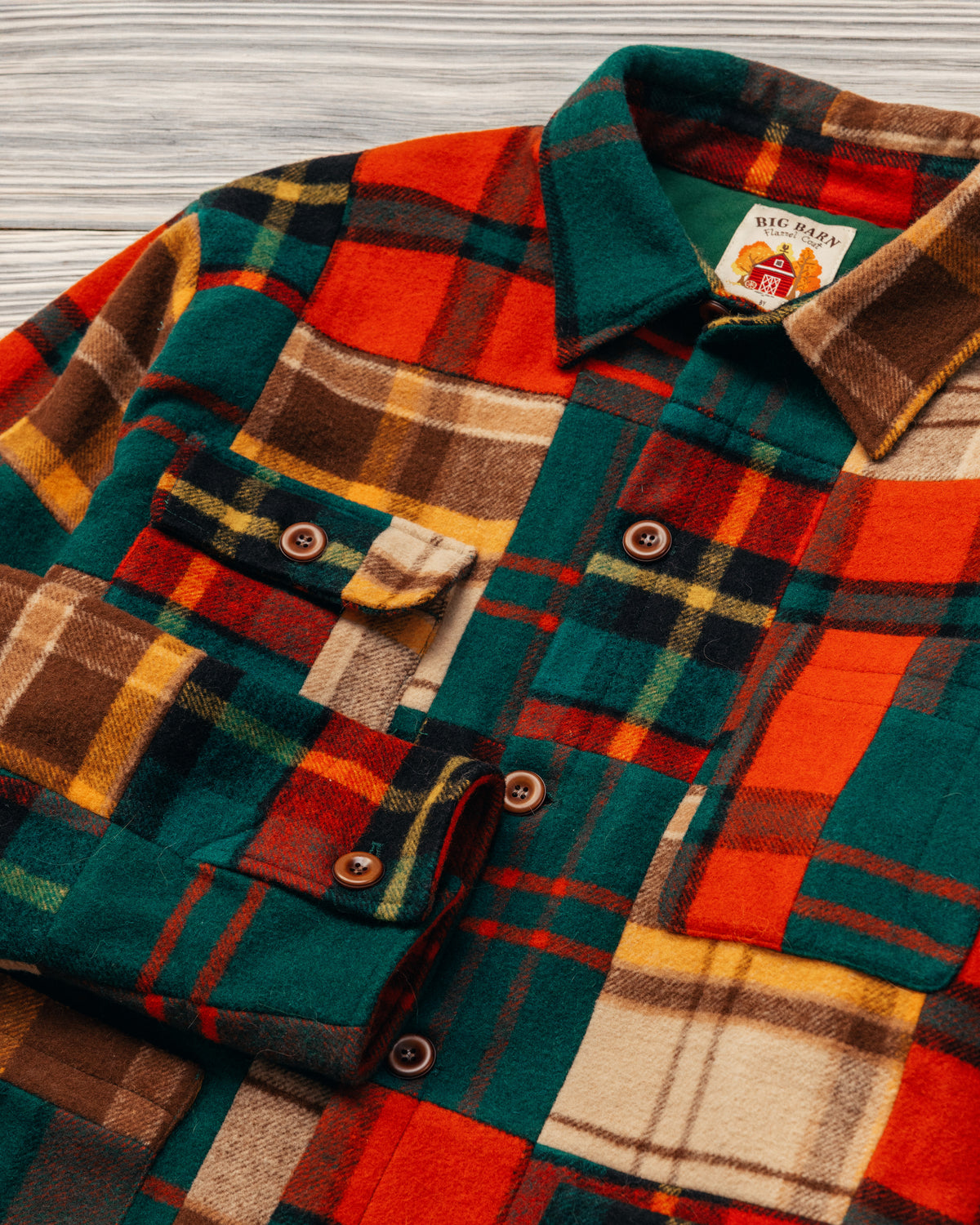 Patchwork Wool Barn Coat