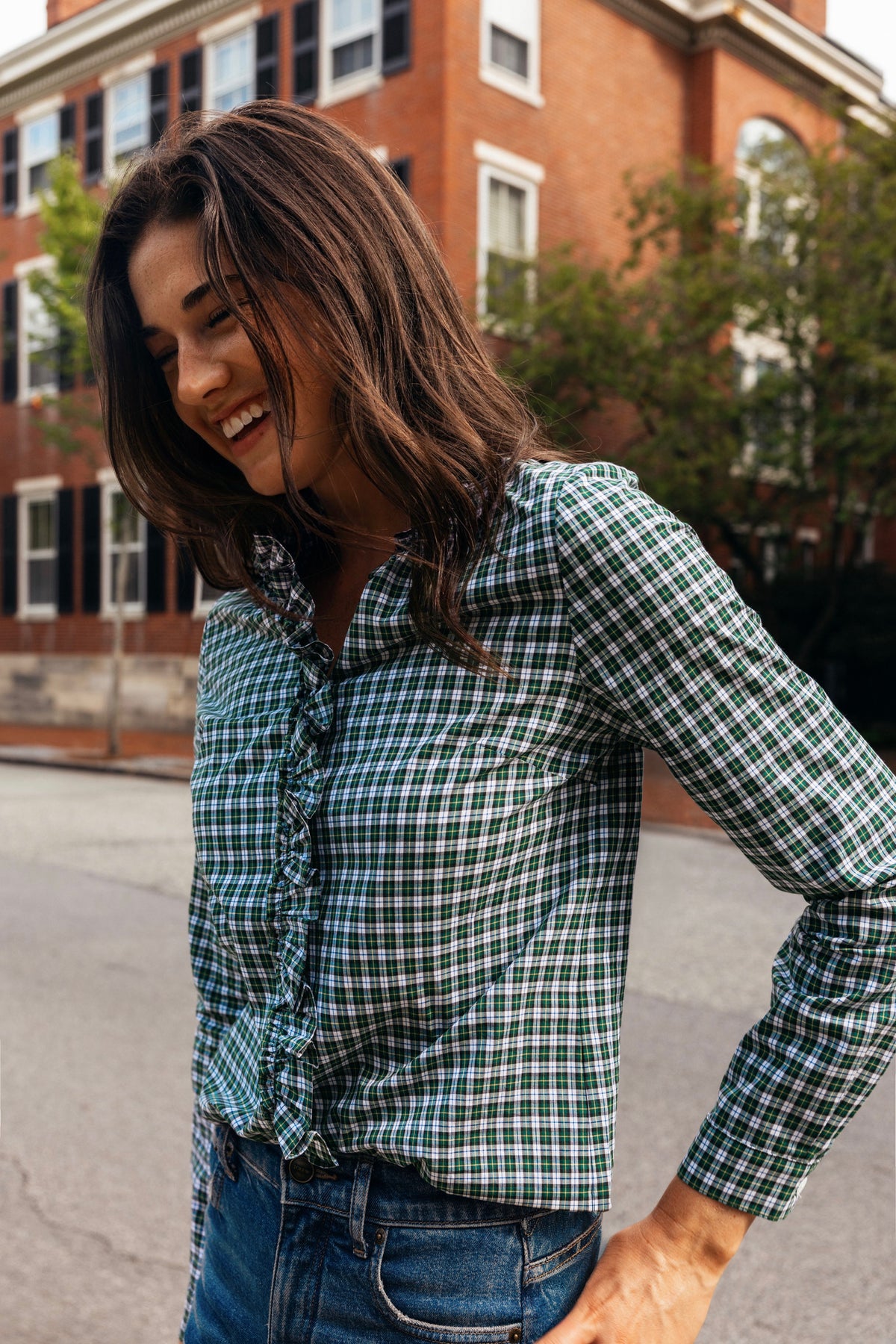 Pinecroft Plaid Ruffle Shirt