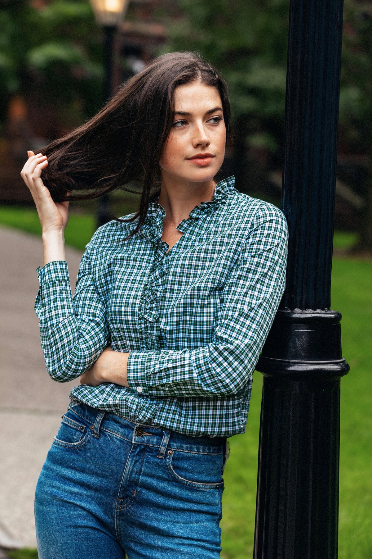 Pinecroft Plaid Ruffle Shirt