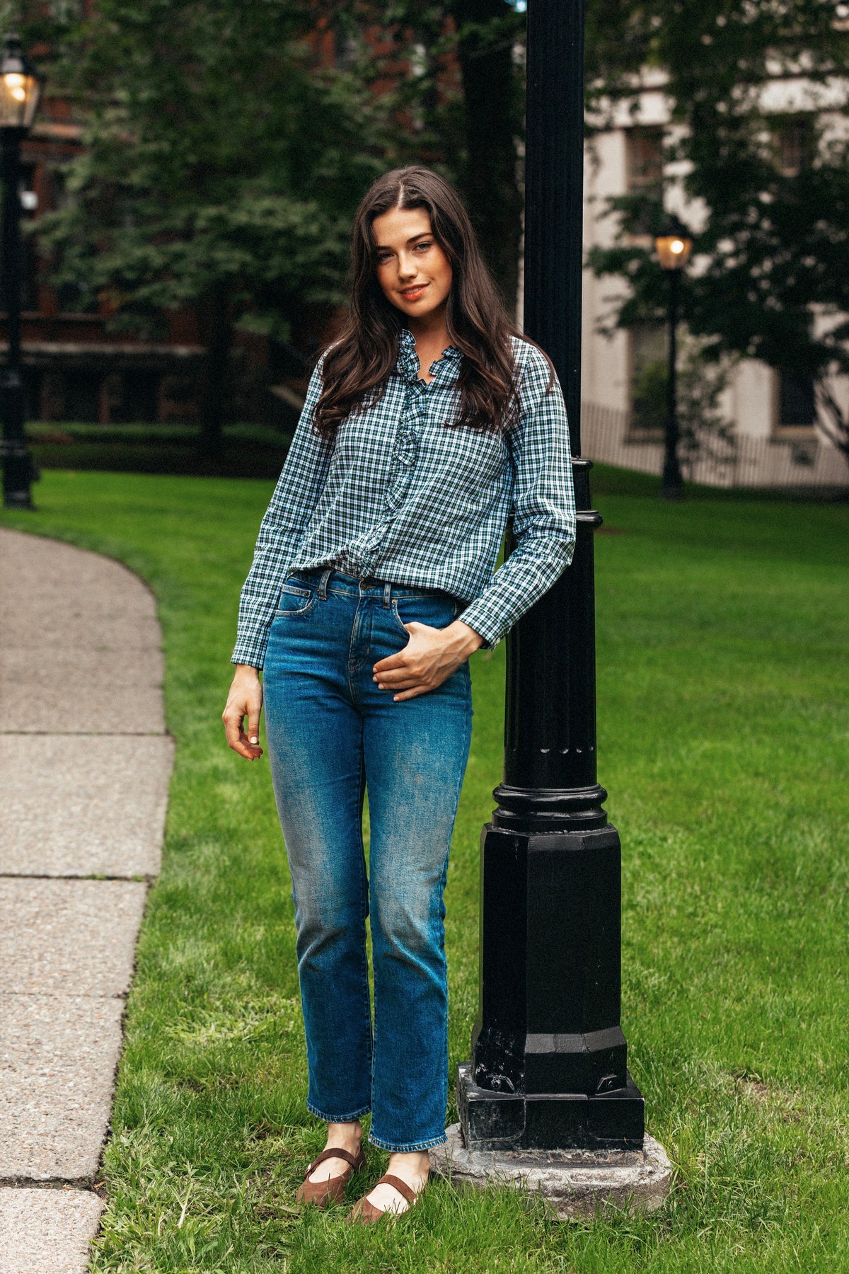 Pinecroft Plaid Ruffle Shirt