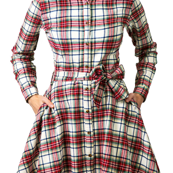 red plaid long sleeve dress KJP Women's Redwood Trail Flannel Belted – Kiel James Patrick an adjustable tie at Sheath Black Girl Sequins Size:UK8 attr:toile-print
