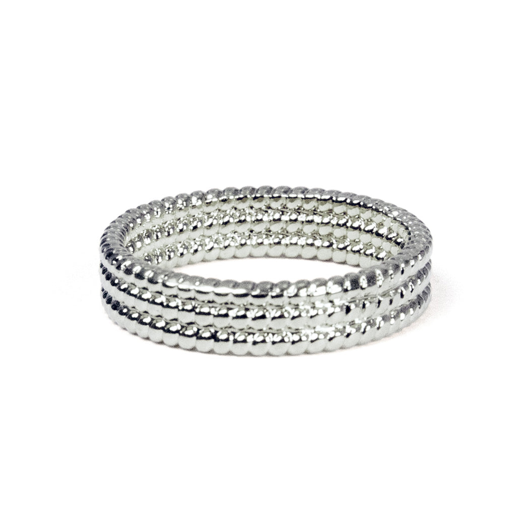Rope Stack Ring in Silver