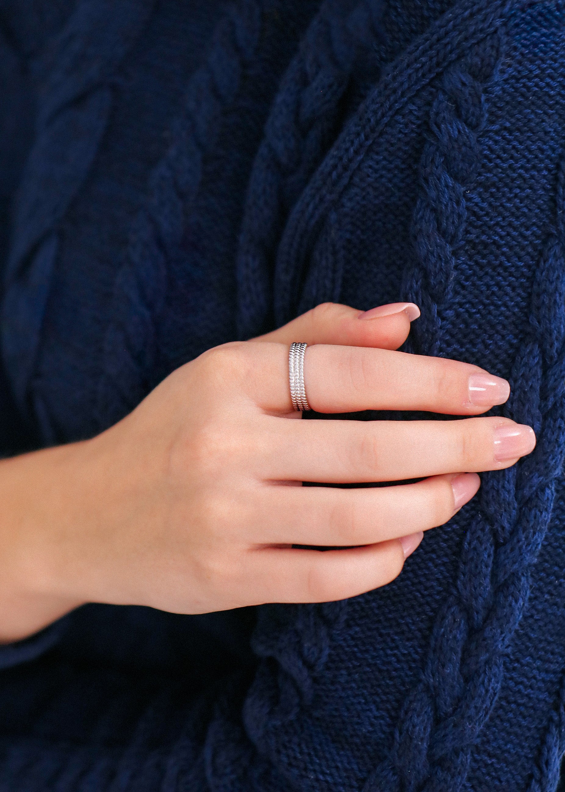 Rope Stack Ring in Silver