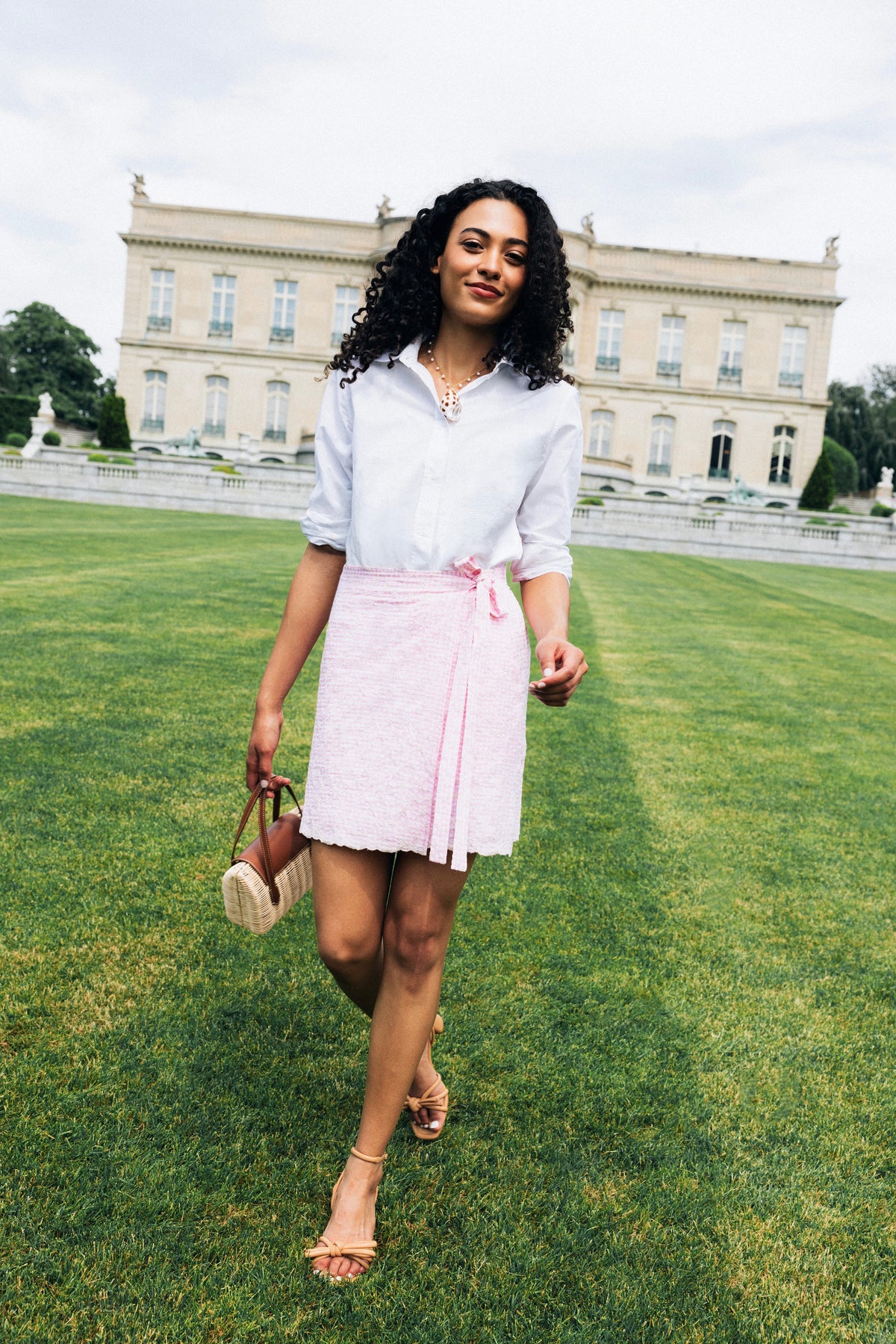 Rose Gingham Eyelet Wrap Skirt