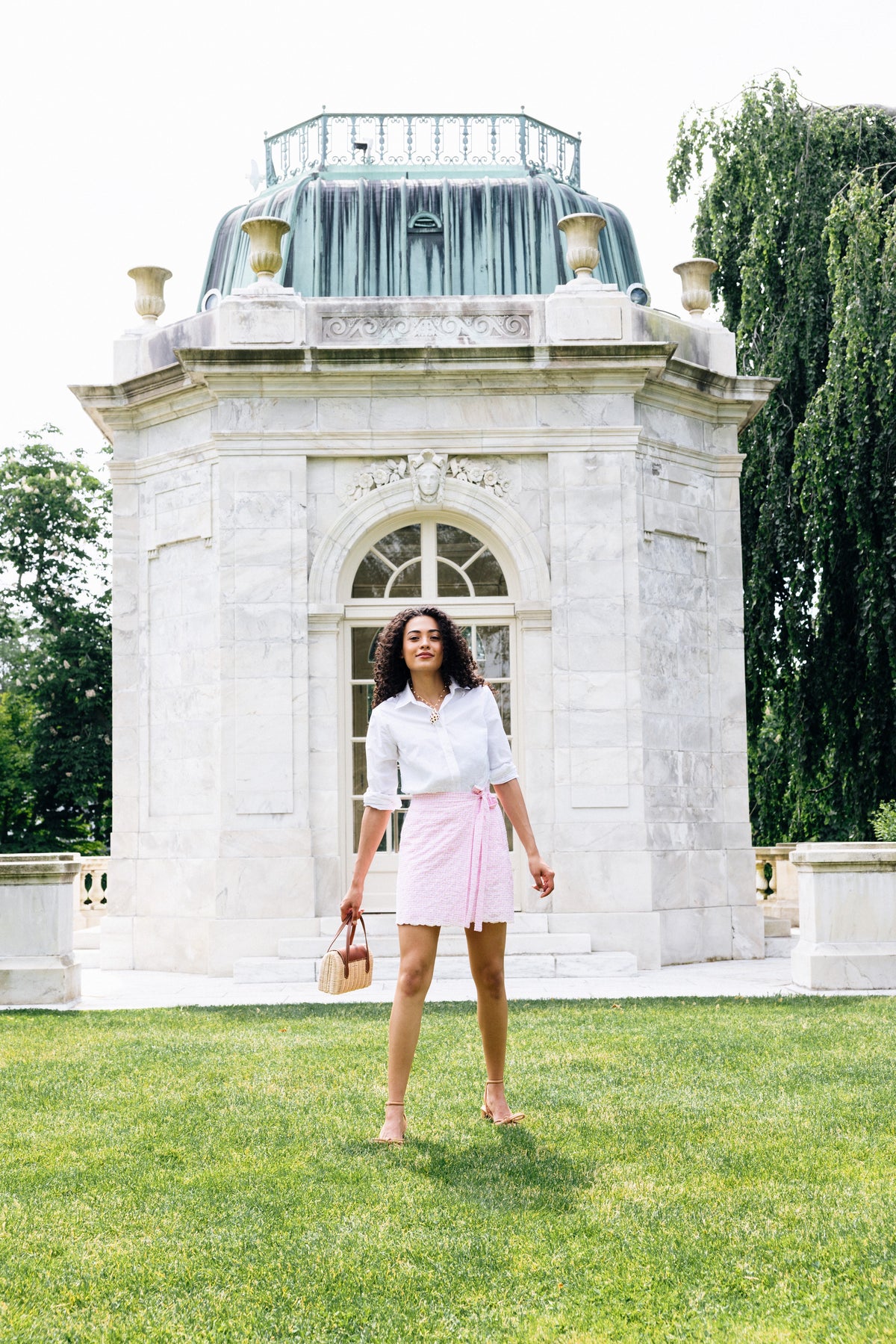 Rose Gingham Eyelet Wrap Skirt