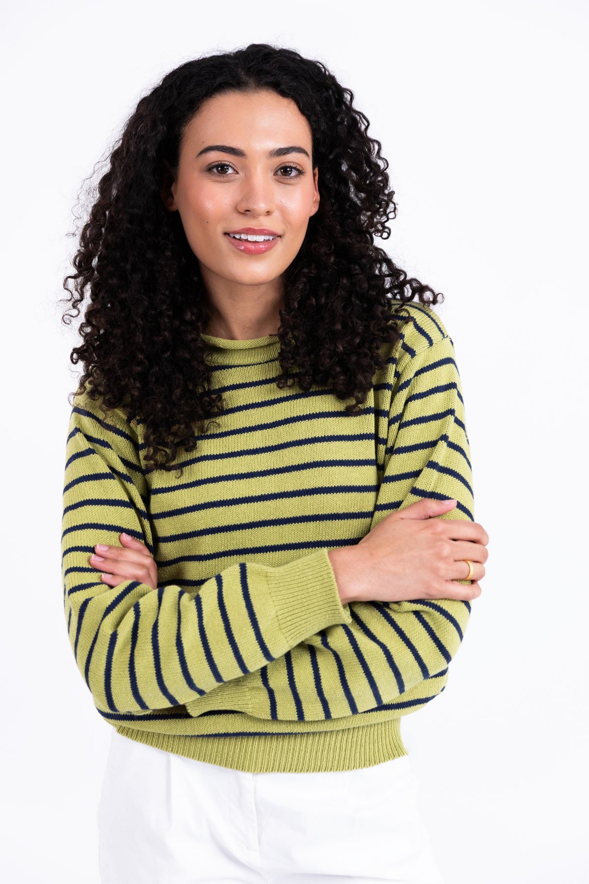 Sage Harbor Stripe Rollneck Sweater