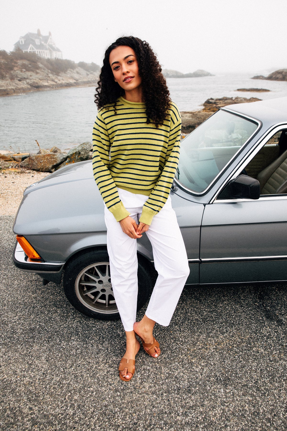 Sage Harbor Stripe Rollneck Sweater