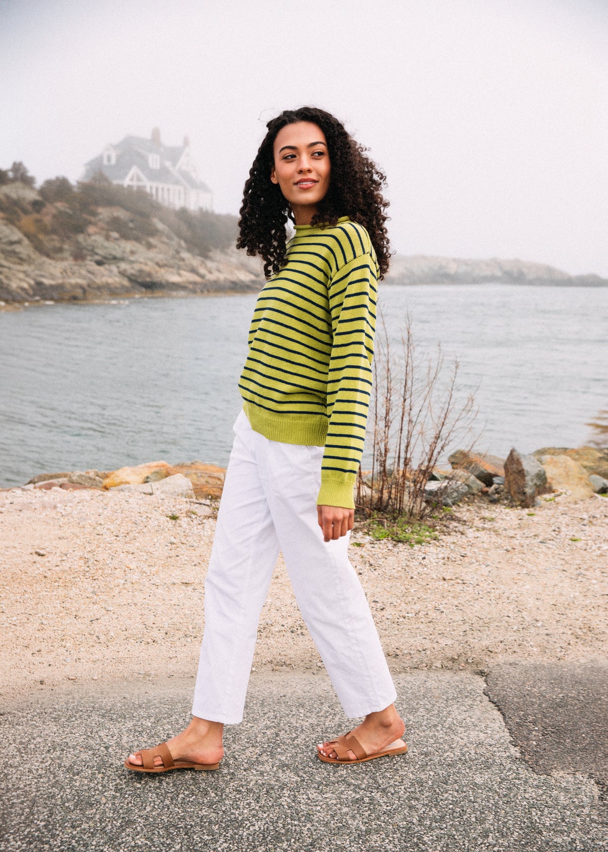 Sage Harbor Stripe Rollneck Sweater